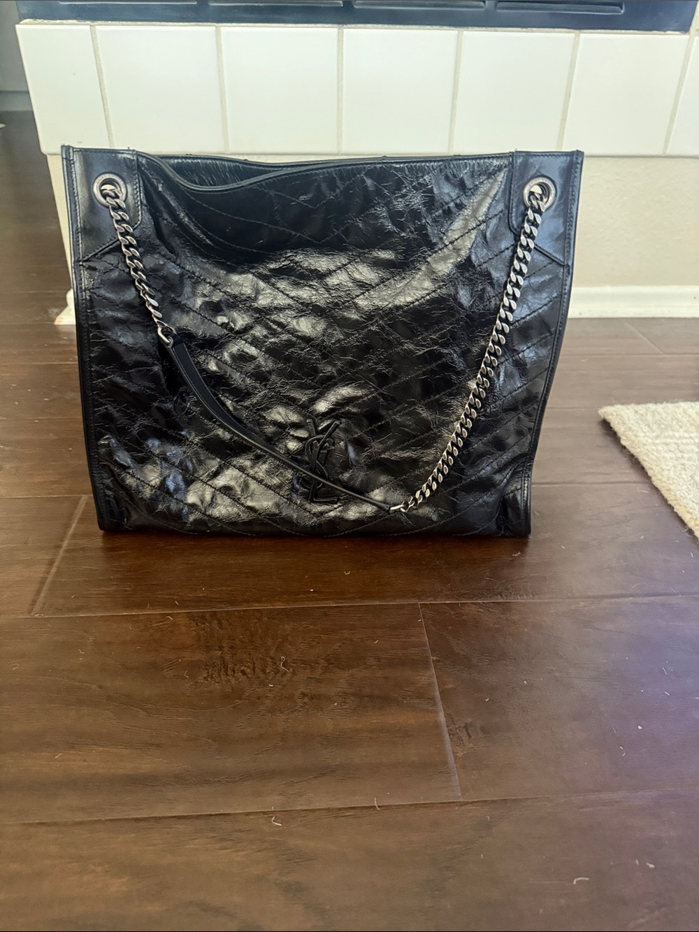 Yves Saint Laurent Black Quilted Leather Chain-Handle Shoulder Bag